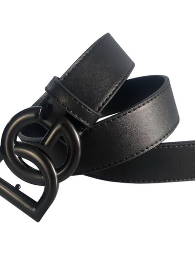 Dolce & Gabbana DG Black Logo Buckle Black Leather Belt