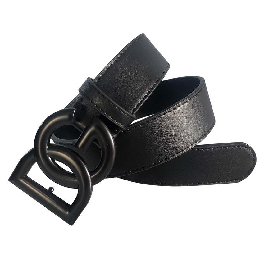 Dolce & Gabbana DG Black Logo Buckle Black Leather Belt