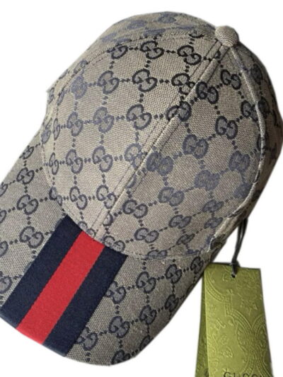 Gucci Beige and Blue Original GG Canvas Baseball Cap Hat