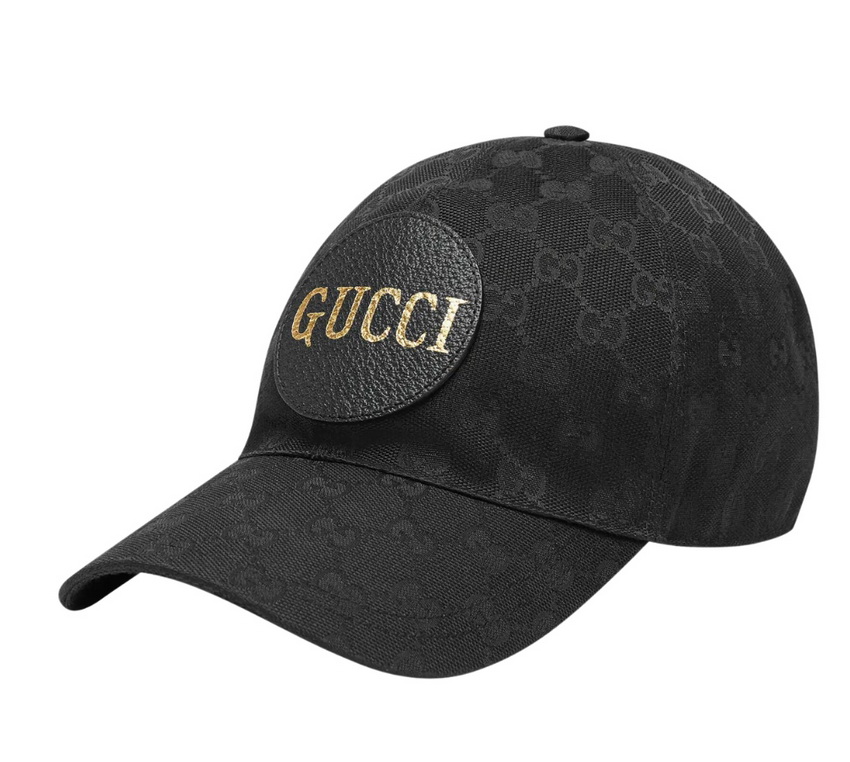 Gucci GG Canvas Baseball Cap In Black Leather