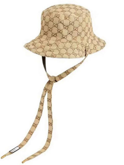Gucci Reversible Hat in GG Canvas and Nylon Beige Bucket