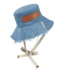 LOEWE Frayed Fisherman Hat in Denim and Calfskin