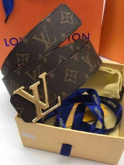 Louis Vuitton Gold LV Initiales Reversible Belt Monogram