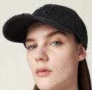 Miu Miu Logo Embroidered Black Denim Baseball Cap