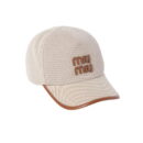 Miu Miu Logo Canvas Mens Beige Baseball Cap