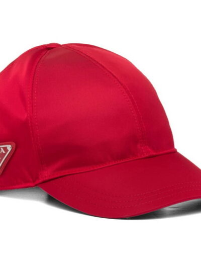 Prada Triangle Logo Re-Nylon Red Baseball Cap