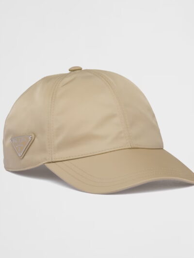 Prada Re-Nylon Logo Baseball Beige Cap Mens Hat