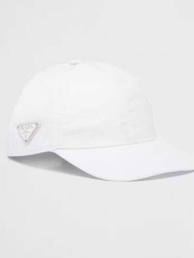 Prada Re-Nylon Logo Baseball White Cap Mens Hat