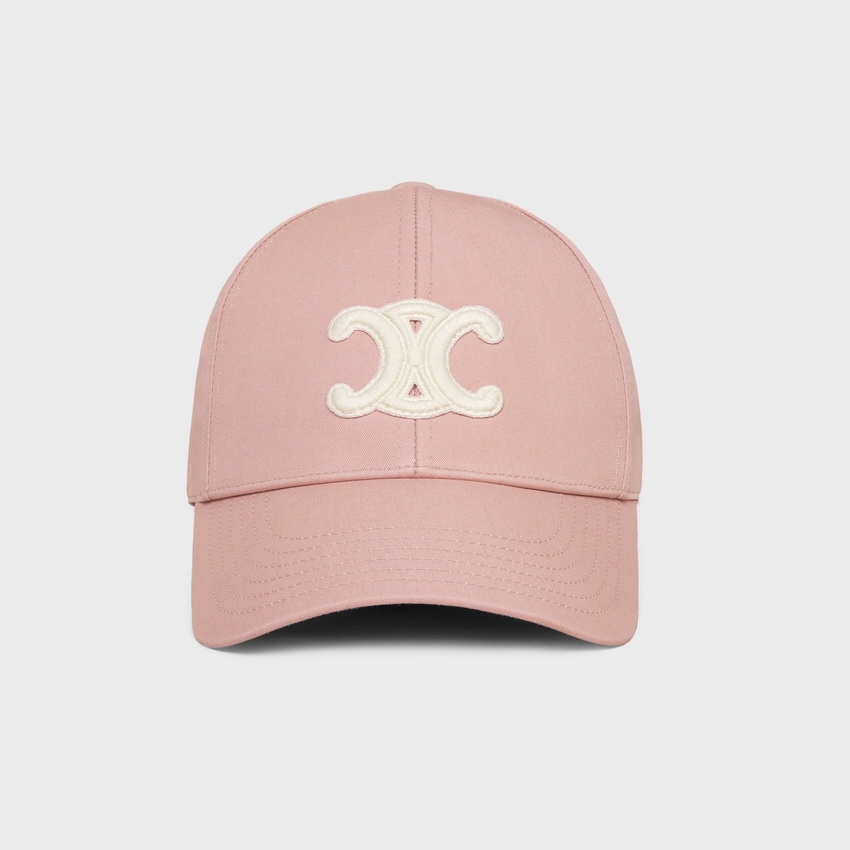 Celine Triomphe Patch Baseball Cap in Cotton Pink