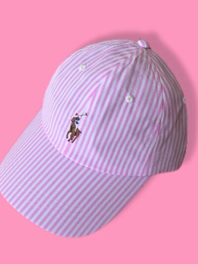 Polo Ralph Lauren Seersucker Baseball Cap Pink/White
