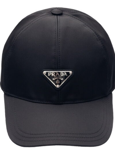 Prada Re-Nylon Logo Black Baseball Cap Mens Hat