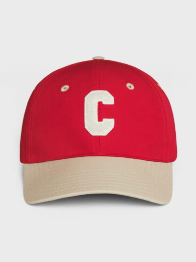 Celine Initial C Logo Baseball Cap Cotton Red /Beige