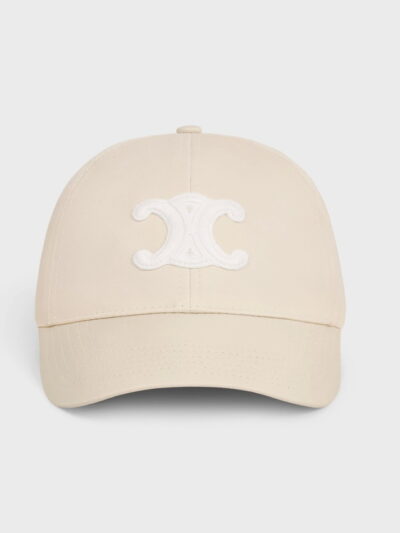 Celine Triomphe Patch Baseball Cap in Cotton Vanilla